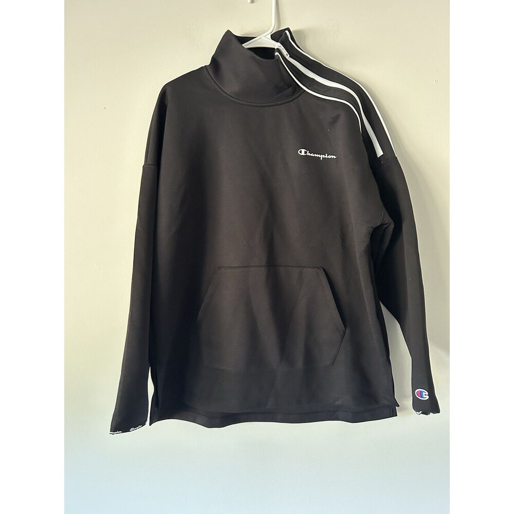Black Men’s Champion Pullover Sweatshirt With Neck Zip Detail Size Large Casual